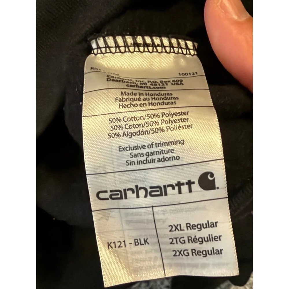 Carhartt Hoodie Mens 2XL Black Edward Jones K121 Pullover Original Fit Logo Work
